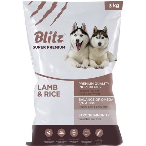 BLITZ Adult Lamb & Rice-Полнорационный сухой корм для взрослых собак всех пород с ягненком и рисом